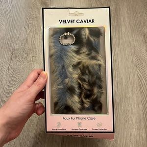 Velvet Caviar Blue Leopard Faux Fur iPhone 8 Case